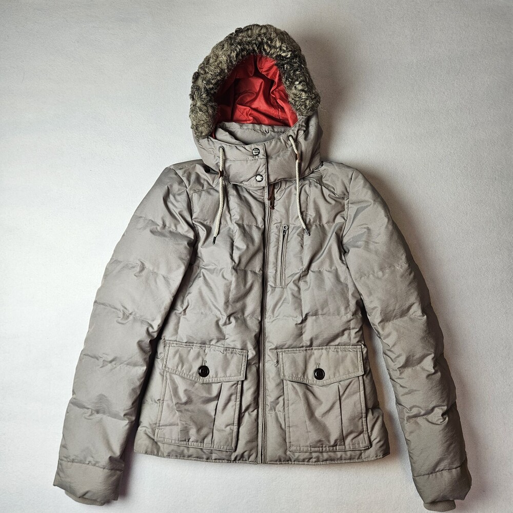 Eddie Bauer Yukon EB 550 Womens Small Goose Down Quilted Hooded Silver Jacket
